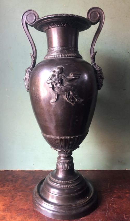 fig 1. Mid C19th Greek revival design bronze vase lamp-base .