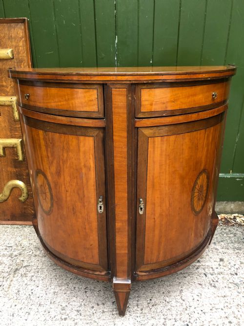 fig 1. Late C18th Dutch neo-classical design satinwood demi-lune commode .
