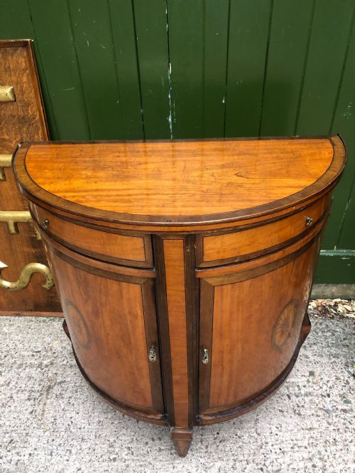 fig 2. Late C18th Dutch neo-classical design satinwood demi-lune commode .