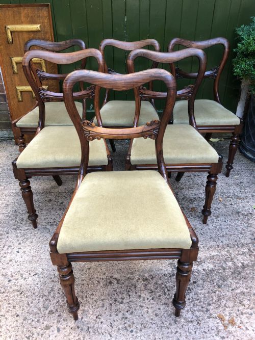Set of 6 Early C19th William IV Period Carved Rosewood Dining Chairs.