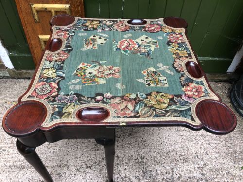 MID C18TH GEORGE II PERIOD MAHOGANY FOLDOVER TOP CARD OR GAMING TABLE - ADDITIONAL PHOTO 5