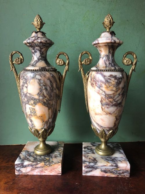 Pair of Late C19th/ Early C20th French Ormolu-mounted Marble Vases.