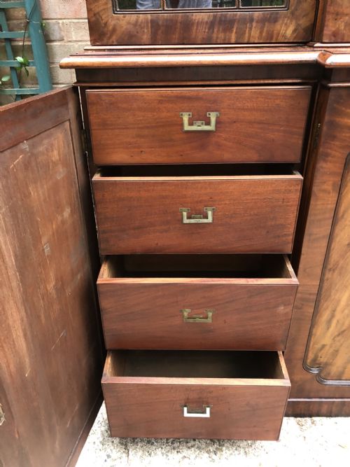 FINE EARLY C19TH GEORGE IV PERIOD MAHOGANY BREAKFRONT LIBRARY BOOKCASE - ADDITIONAL PHOTO 28