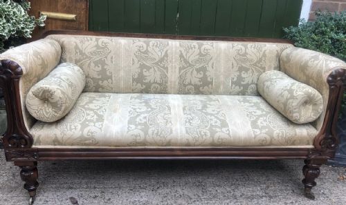 fig 1. Early C19th William IV period carved rosewood framed sofa of practical scale and proportions.