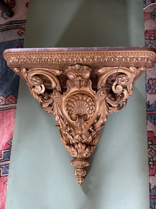 A Large Scale Late C19th French Rococo-style Gilt-wood and Gilded Gesso Wall Bracket in the Louis Xvi Taste .