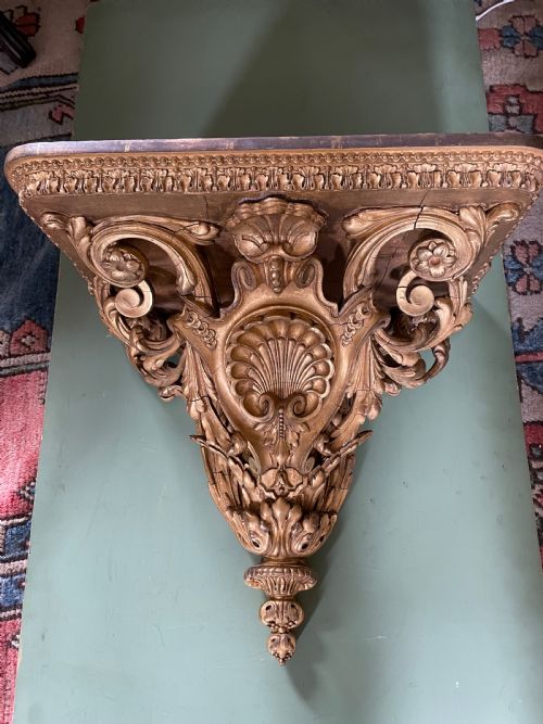 fig 1. A large scale late C19th French rococo-style gilt-wood and gilded gesso wall bracket in the Louis XVI taste .