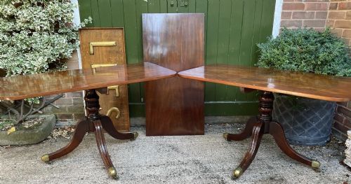 fig 1. Early C19th Regency period mahogany twin-pillar dining table .