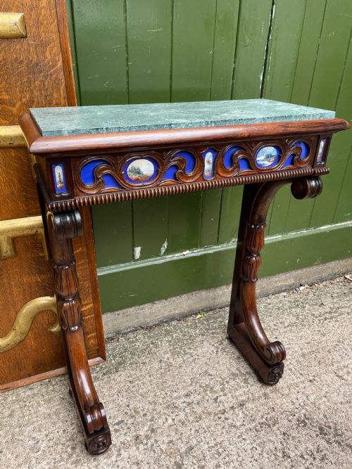 Unusual Early C19th George IV Period Marble-topped Rosewood Console Table of Small Proportions.