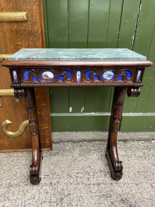 fig 2. Unusual early C19th George IV period marble-topped rosewood console table of small proportions.