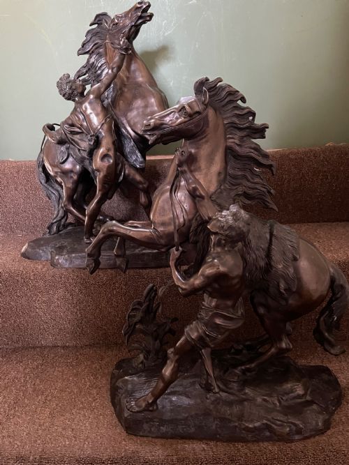 fig 1. Larger scale pair of C19th bronze ‘Marly Horses’ .