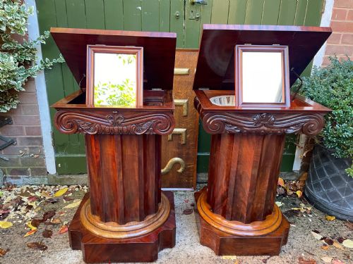 RARE MATCHED PAIR OF EARLY C19TH WILLIAM IV MAHOGANY WASHSTANDS OR BEDSIDE TABLES OF CLASSICAL ARCHITECTURAL FORM - ADDITIONAL PHOTO 14