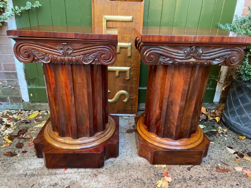 RARE MATCHED PAIR OF EARLY C19TH WILLIAM IV MAHOGANY WASHSTANDS OR BEDSIDE TABLES OF CLASSICAL ARCHITECTURAL FORM - ADDITIONAL PHOTO 15