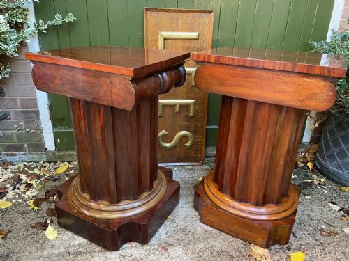RARE MATCHED PAIR OF EARLY C19TH WILLIAM IV MAHOGANY WASHSTANDS OR BEDSIDE TABLES OF CLASSICAL ARCHITECTURAL FORM - ADDITIONAL PHOTO 26
