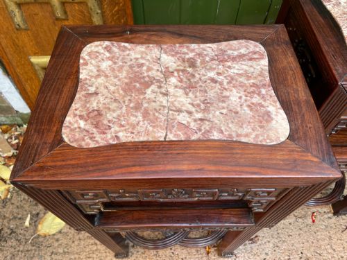 SUPERIOR QUALITY PAIR OF LATE C19TH CHINESE QING DYNASTY CARVED HARDWOOD 2TIER STANDS - ADDITIONAL PHOTO 10