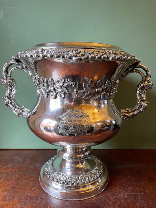 fig 2. Pair of early C19th Regency period ‘ Old Sheffield Plate ‘ campana shaped wine coolers .