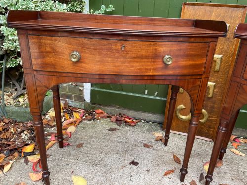 fig 3. Pair of elegant early C19th late George III period mahogany bow-front side tables .