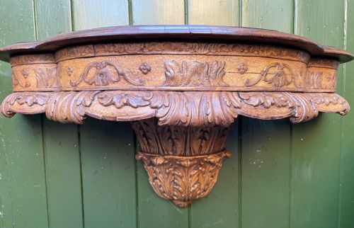 PAIR OF LATE C19TH GEORGE I PERIOD REVIVAL CARVED WALNUT AND PARCELGILT CONSOLE TABLES AND MIRRORS - ADDITIONAL PHOTO 8