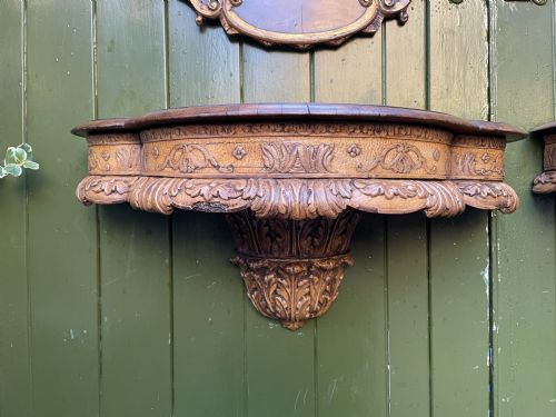 PAIR OF LATE C19TH GEORGE I PERIOD REVIVAL CARVED WALNUT AND PARCELGILT CONSOLE TABLES AND MIRRORS - ADDITIONAL PHOTO 27