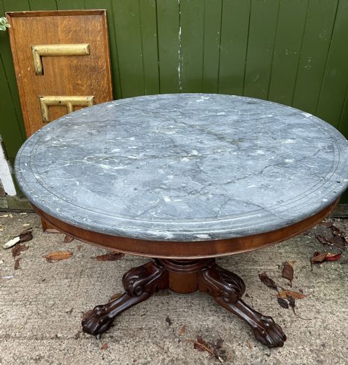 EARLY C19TH FRENCH CHARLES X PERIOD MAHOGANY GUERIDON WITH MARBLE TOP - ADDITIONAL PHOTO 1