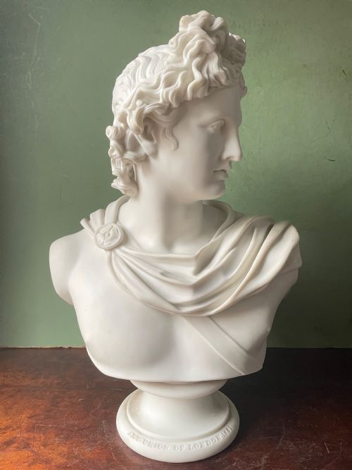 fig 1. C19th parian ware porcelain bust study of the “Apollo Belvedere”.