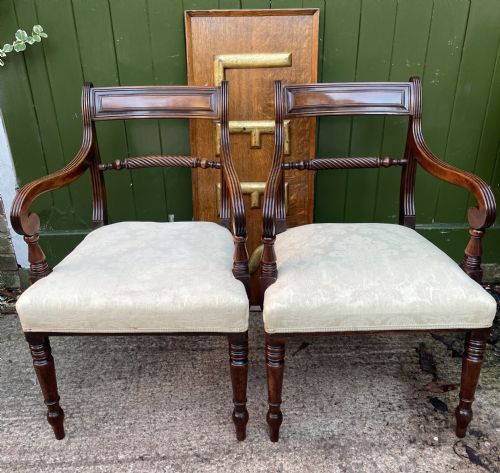 Pair of Early C19th Regency Period Mahogany Armchairs.