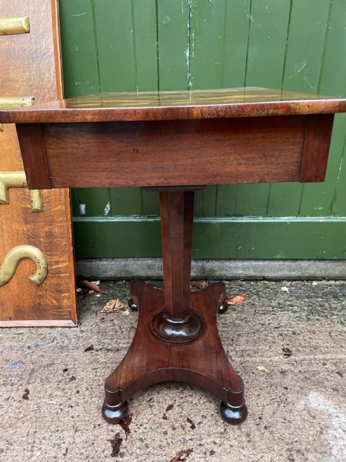 C19TH ROSEWOOD RECTANGULAR LAMP OR OCCASIONAL TABLE WITH INLAID SPECIMEN WOOD TOP - ADDITIONAL PHOTO 6