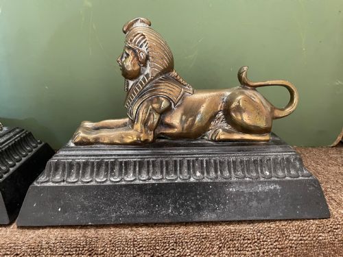 fig 1. Pair of decorative mid C19th brass and cast-iron Sphinx andirons.