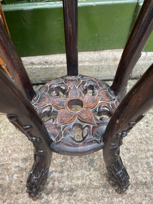 LATE C19TH CHINESE QING DYNASTY CARVED HARDWOOD JARDINIERE OR VASE STAND - ADDITIONAL PHOTO 2
