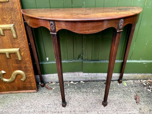 Elegant Late C19th George III Period Revival Demi-lune Elliptical Side Table.