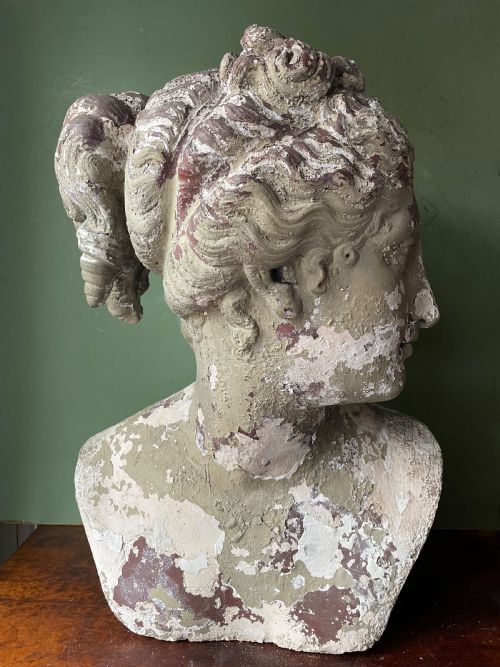 C19th Painted Stone-ware Bust Study of the Venus Italica .