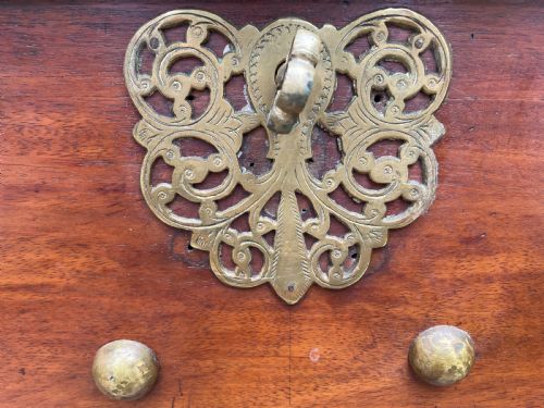 C19TH DUTCH COLONIAL TEAK AND EBONY BRASSMOUNTED CHEST OR TRUNK ON STAND - ADDITIONAL PHOTO 11