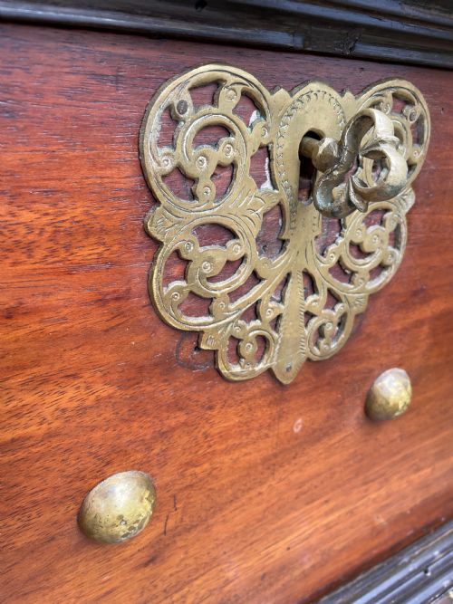 C19TH DUTCH COLONIAL TEAK AND EBONY BRASSMOUNTED CHEST OR TRUNK ON STAND - ADDITIONAL PHOTO 12