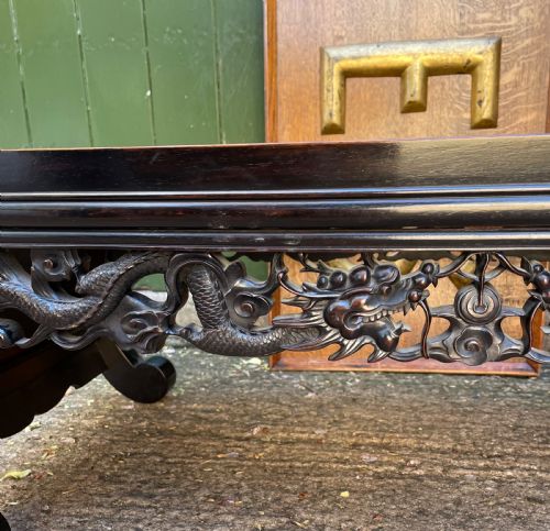 fig 1. Late C19th/ early C20th Chinese Qing Dynasty carved hardwood ‘opium’ or Kang table.