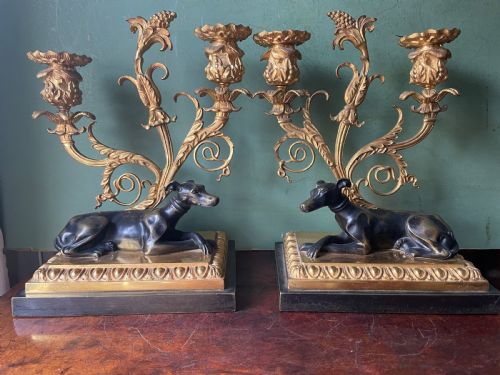fig 1. Impressive pair of early C19th Regency period ormolu and patinated bronze candelabras.