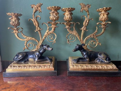 fig 2. Impressive pair of early C19th Regency period ormolu and patinated bronze candelabras.