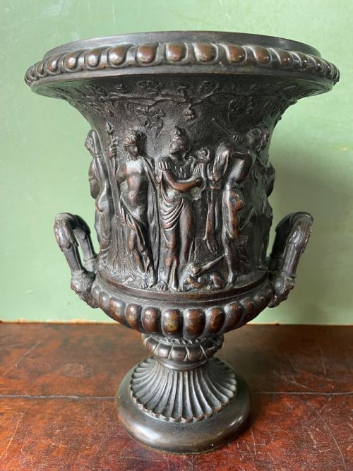 Early C19th Italian Bronze ‘Grand Tour’ Souvenir Reduction , After the Antique, of “The Borghese Vase” .