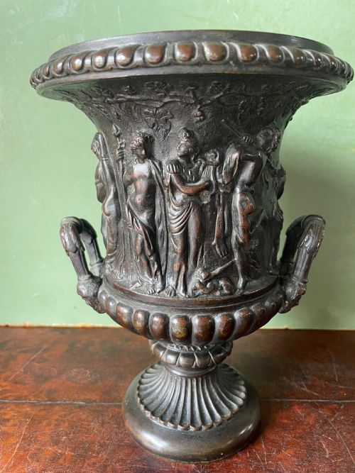 fig 1. Early C19th Italian bronze ‘Grand Tour’ souvenir reduction , after the antique, of “The Borghese Vase” .