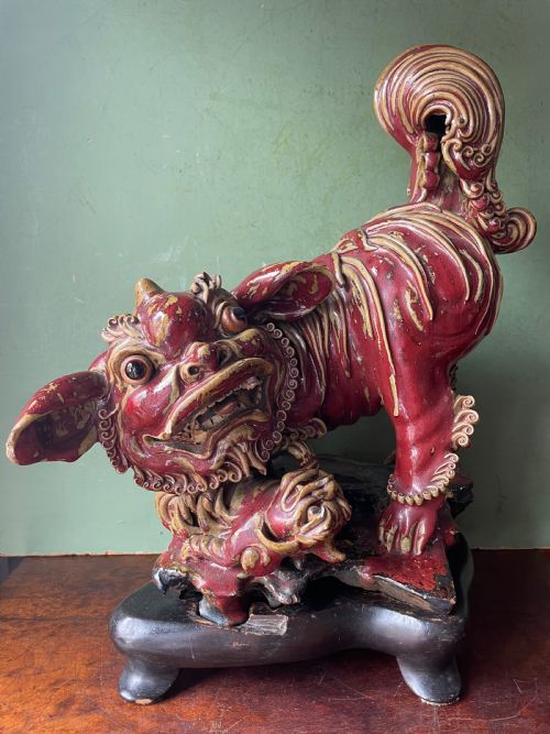 C19th Chinese Glazed Stone-ware Study of a Guardian Lion-dog .