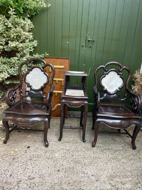 SET OF LATE C19TH EARLY C20TH CHINESE QING DYNASTY CARVED HARDWOOD HALL FURNITURE - ADDITIONAL PHOTO 1