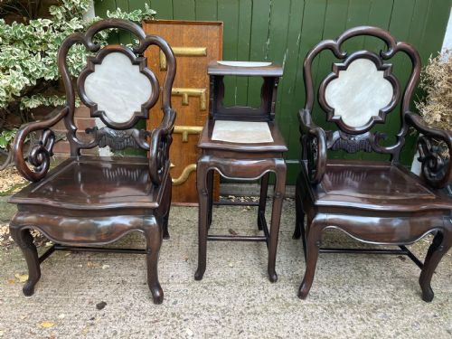 SET OF LATE C19TH EARLY C20TH CHINESE QING DYNASTY CARVED HARDWOOD HALL FURNITURE - ADDITIONAL PHOTO 2