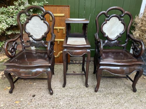 SET OF LATE C19TH EARLY C20TH CHINESE QING DYNASTY CARVED HARDWOOD HALL FURNITURE - ADDITIONAL PHOTO 3