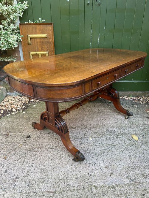 EARLY C19TH GEORGE IV PERIOD ROSEWOOD LIBRARY TABLE ATTRIBUTED TO GILLOWS OF LANCASTER - ADDITIONAL PHOTO 2