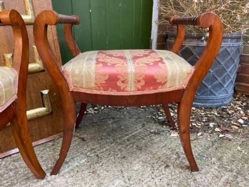 RARE SET OF 4 EARLY C19TH MAHOGANY FRAMED DRESSING STOOLS OR WINDOW SEATS - ADDITIONAL PHOTO 7