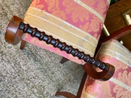 RARE SET OF 4 EARLY C19TH MAHOGANY FRAMED DRESSING STOOLS OR WINDOW SEATS - ADDITIONAL PHOTO 6