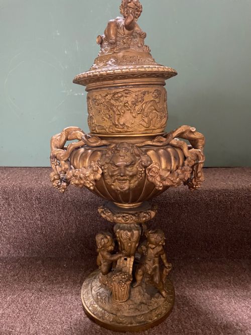 fig 2. Pair of large late C19th French Napoleon III period gilt metal wine-coolers of circular form, after ‘Clodion’ .