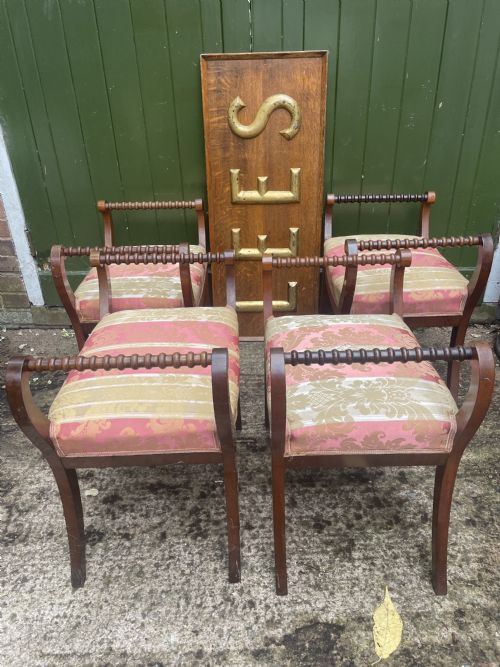 RARE SET OF 4 EARLY C19TH MAHOGANY FRAMED DRESSING STOOLS OR WINDOW SEATS - ADDITIONAL PHOTO 8