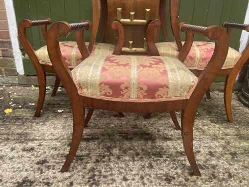 RARE SET OF 4 EARLY C19TH MAHOGANY FRAMED DRESSING STOOLS OR WINDOW SEATS - ADDITIONAL PHOTO 21