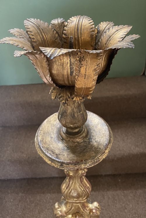 fig 1. Fine tall pair of C18th Italian carved gilt-wood Baroque altar-style candlesticks.
