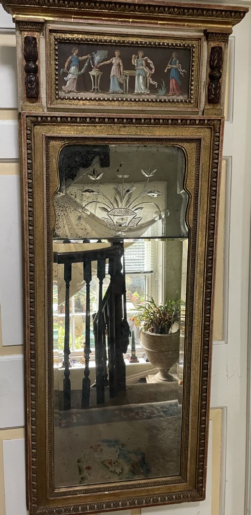 fig 1. Early C19th Italian Neapolitan gilt-wood framed pier mirror.