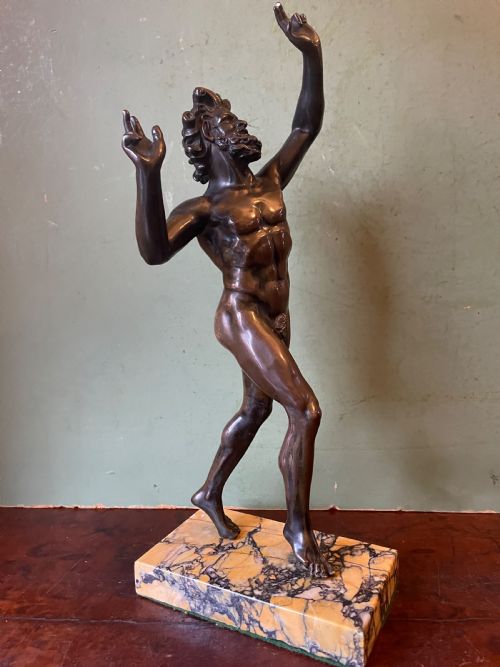 fig 1. Early C19th Italian ‘Grand Tour’ souvenir bronze reduction, after the antique, of “The Dancing Faun of Pompeii” .
